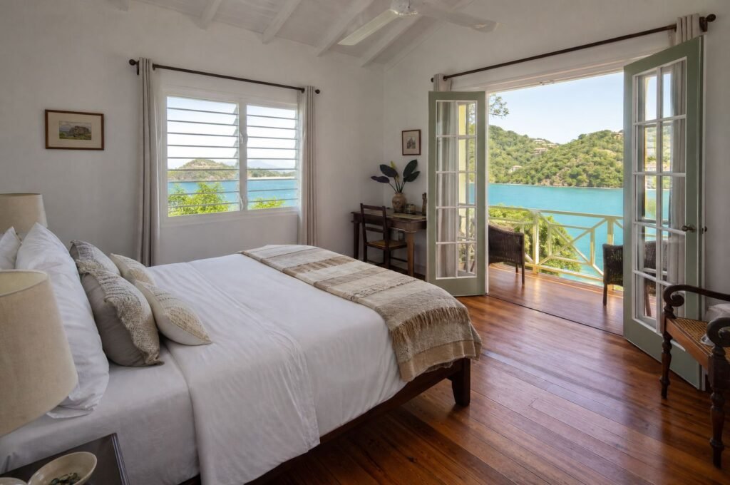 Bay View Room, a double room with a balcony looking over the bay