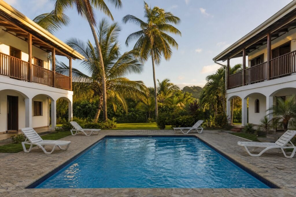 Shared pool between the apartment blocks at Hummingbird Apartment
